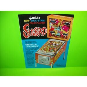 Sinbad Pinball FLYER Removed From Trade Magazine Different Text Version Retro